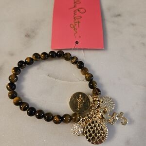 Elegant Gold and Brown Beaded Bracelet